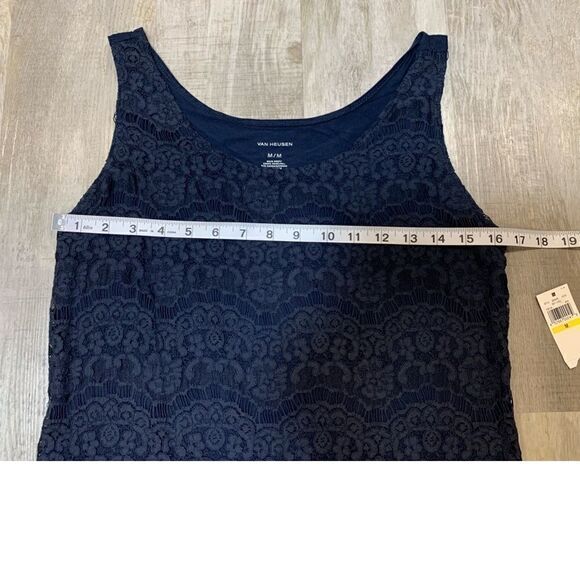 $5 item/ NWT Gf Van Heusen Soft stretchy navy lace front tank top - Picture 4 of 12